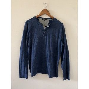 Banana Republic Henley Top Large Blue Long Sleeve Mens